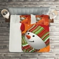thumbnail image 2 of Ambesonne Christmas Quilted Coverlet 3 Pcs, Funny Snowman Santa, King Size, White Orange, 2 of 2