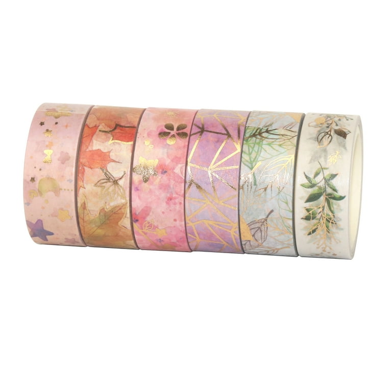 SHELLTON 16.4ft 6 Rolls Cute Washi Tape Set, 15mm Wide Skinny and Thin,  Decorative Holiday Craft Tape, Colorful Tape, Scrapbook Tape 