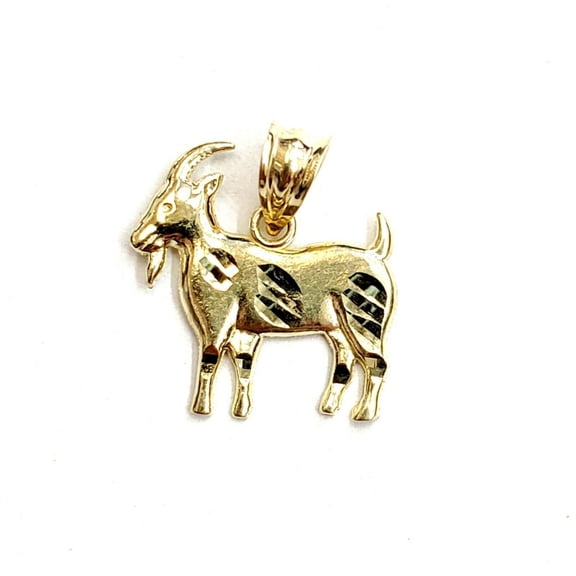New 10k yellow Gold tiny Goat Pendant charm diamond cut animal fine jewelry 0.9g