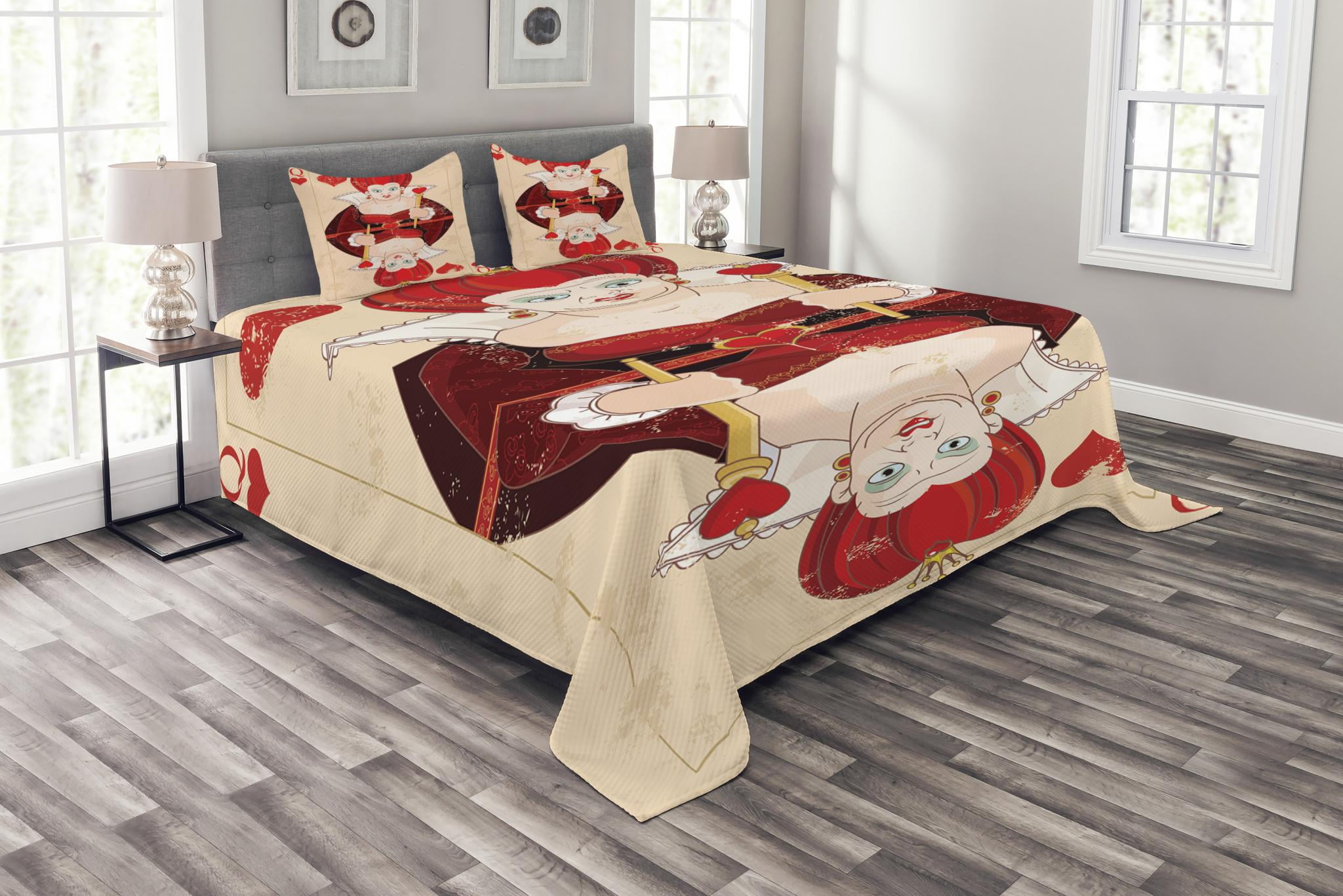 Red Brown Ecru Queen Cards Playing Alice Character in Fictional Fairy Tale Print Soft Comfortable Top Sheet Decorative Bedding 1 Piece Ambesonne Alice in Wonderland Flat Sheet Twin Size
