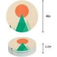 thumbnail image 1 of FMSHPON Geometric Figures Mountain Peaks and Sun Set of 4 Round Coaster for Drinks, Absorbent Ceramic Stone Coasters Cup Mat with Cork Base for Home Kitchen Room Coffee Table Bar Decor, 1 of 6