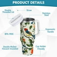 thumbnail image 2 of Yayeee 30oz Stainless Steel Tumbler with Straw and Handle Double-Wall Insulated Travel Water Bottle, Green Floral Pattern, 2 of 8