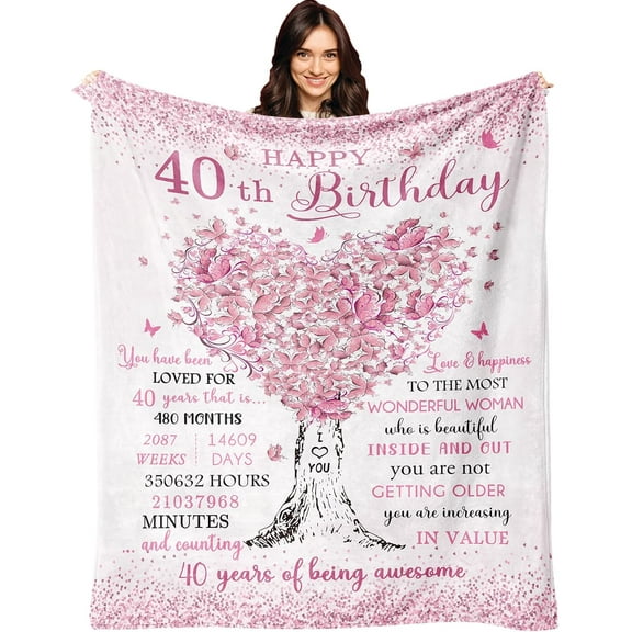 40th Birthday Gifts Women Blanket 60"X50", 40 Year Old Birthday Gifts for Women, 40th Birthday Gifts, 40th Birthday Gift Ideas, 40th Birthday Gifts Women Unique, Gifts for 40th Birthday Woman