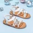 thumbnail image 5 of newwalpole Girls Open Toe Princess Flat Sandals with Comfort Sole Summer Sandals White for Size 11, 5 of 8