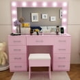 thumbnail image 4 of Ktaxon Large Makeup Vanity, Get Ready with Me GRWM Vanity Table Set W/ Visible Glass Top & Charging Station, Light Pink, 4 of 9