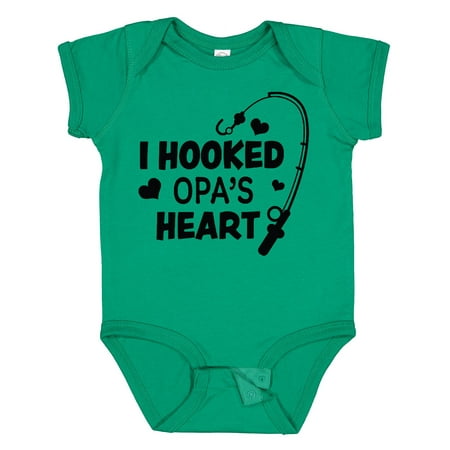 

Inktastic I Hooked Opa s Heart with Fishing Rod Gift Baby Boy or Baby Girl Bodysuit