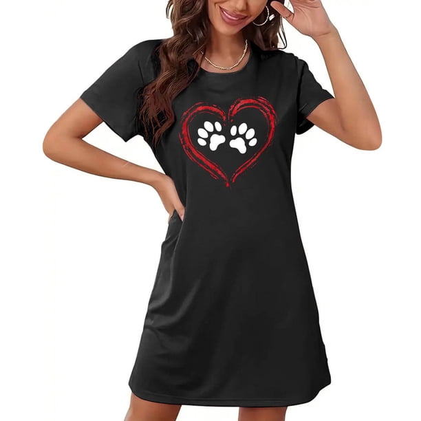 Camisón corto de mujer, vestido de largo medio con estampado de moda, camisón corto extragrande de mujer, camisón de manga corta con estampado de pecho a la moda, camisón de mujer