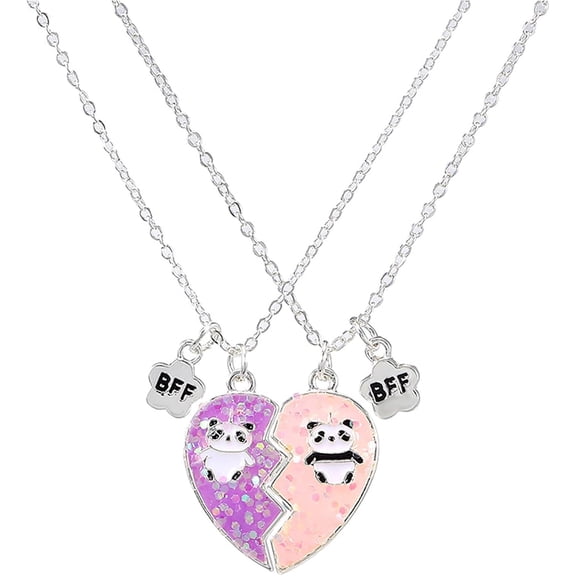 2-3Pcs Cute Magnetic Half Broken Heart Koala Panda Engraved Pendant Best Friend Necklace for Women Men Lovely Love Heart Necklace Friendship Couple Forever Jewelry
