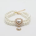 thumbnail image 2 of Elegant Pearl Dog Necklace Shiny Rhinestone Pet Jewelry Accessory for Wedding Party Celebration - White,M, 2 of 9