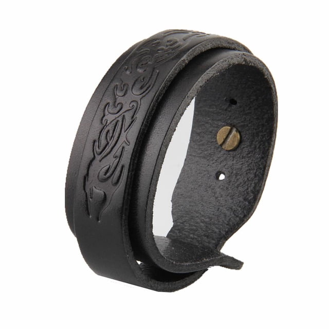 Brazalete de pulsera de múltiples capas de cuero en relieve Negro Sunnimix