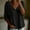Black, variant on Womens Cropped Top V Neck Ruffle Hem Flowy 3/4 Sleeve Cotton Linen Blouse Light Blue S