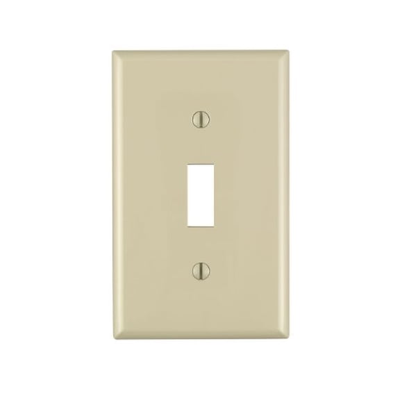 Leviton 1-Gang Toggle Device Switch Wallplate, Standard Size, Thermoplastic Nylon, Device Mount, Ivory, 80701-I