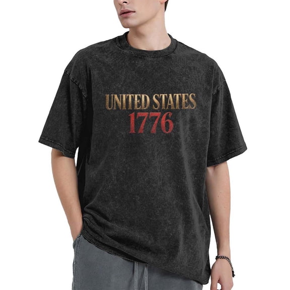 USPEED United States 1776 Minimal Vintage Oversized Shirt, Simple Low-Key Patriotic Gift Tee for 4th of July Independence Day Daily Casual Wear for Adult Men Women