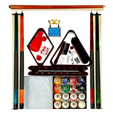 Pool Table Accessory Kit W Classic Style Marble Balls Mahogany Finish