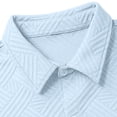 thumbnail image 4 of LEKWK 2 Piece Set for Men Loose Fit Solid Textured Beach Vacation Summer Outfits Button Down Short Sleeve Collared Tops and Elastic Waist Shorts, 4 of 5