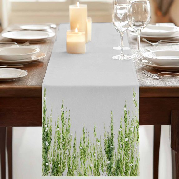 Table Runners 36 Inches Long Dress Scarves, Sage Green Farmhouse Kitchen/Dining Table Runner, Short Coffee Tablerunners, Summer Botanical Leaves Watercolor 13x36 Inch