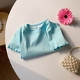 thumbnail image 4 of YunPes Girls Ruffle Short Sleeve T Shirt Lettuce Trim Crew Neck Tops Basic Tee Cute Casual Shirt for Kids Teens Casual Summer Tee, 4 of 9