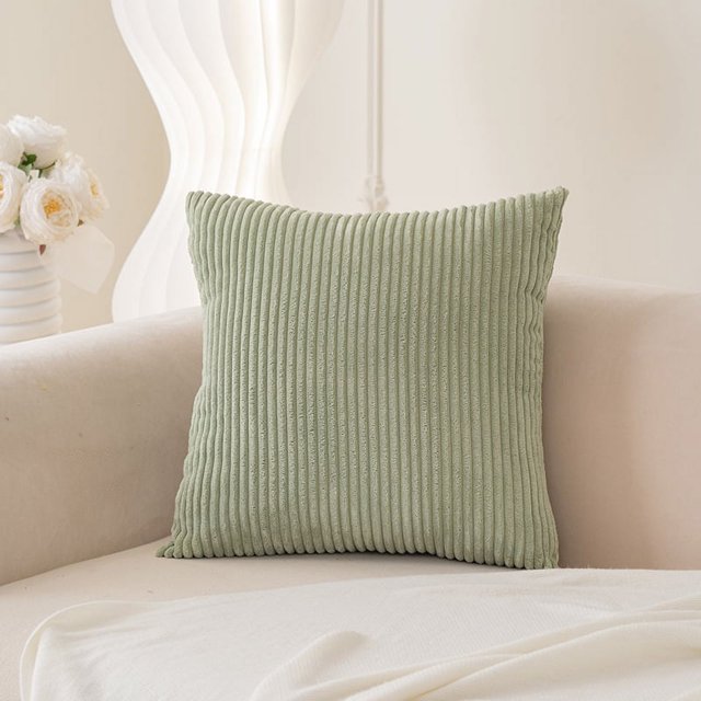 Funda de almohada de pana a rayas de color sólido de estilo nórdico, funda para cojín de sofá de sala de estar, funda de almohada decorativa para el hogar