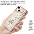 thumbnail image 3 of for iPhone 15 6.1-inch Crossbody Wallet Case, Women Flip Cover Flower Design PU Leather Kickstand Card Holder Slots Wrist Strap Lanyard Purse Phone Case for iPhone 15, Rosegold, 3 of 9