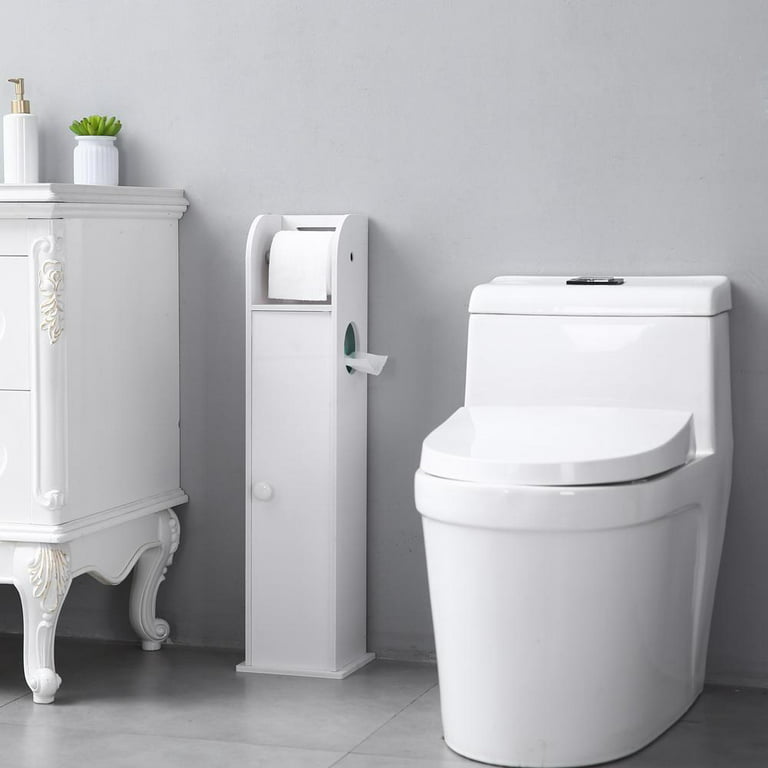 Slim Bathroom Storage Cabinet, Free Standing Toilet Paper Holder