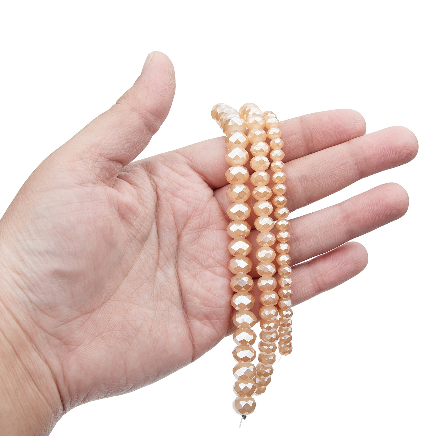 Cousin DIY 3-Strand Peach AB Glass Rondelle Beads 4/6/8 mm, 7 in/Strand, 88 Piece, Adult