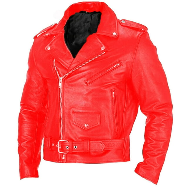 2024 New European and American Hot Models European Size Motorcycle Men's Leather Jackets Spring and Autumn Men's Jacket Leather Red 5XL