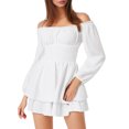 thumbnail image 1 of Summer Dress for Women Dress for Women Ruffled Layered Chiffon Culottes Womens Dresses Summer Crew Neck off Shoulder Summer Dresses for Women Work Casual Swing Mini Dress Flowy Cotton Dress, 1 of 7