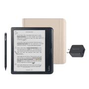 Kobo Libra Colour Black eReader with Case Bundle (Sand Beige Notebook SleepCover, Case + Stylus + AC Bundle)