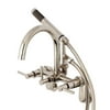 Aqua Vintage Wall Mount Tub Filler with Hand Shower - Polished Nickel - 5.13 x 6.94 x 8.31 in.
