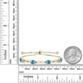 thumbnail image 2 of Gem Stone King 4.02 Ct Oval Checkerboard Swiss Blue Topaz E-F Lab Grown Diamond 18K Yellow Gold Plated Silver Bracelet for Women, 2 of 3