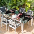 thumbnail image 2 of Black Christmas Table Cloths for 3 Foot Rectangle Tables, Red Snowman Xmas Tree Snowflake Winter Patio Waterproof Elastic Fitted Tablecloths, Washable Rectangular Table Cover for Camping, 2 of 8