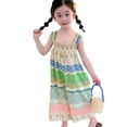 thumbnail image 3 of Baby Girl Pants Kids Strapless Floral Print Wide Leg Romper Jumpsuit Summer Green 3-4 Years, 3 of 9