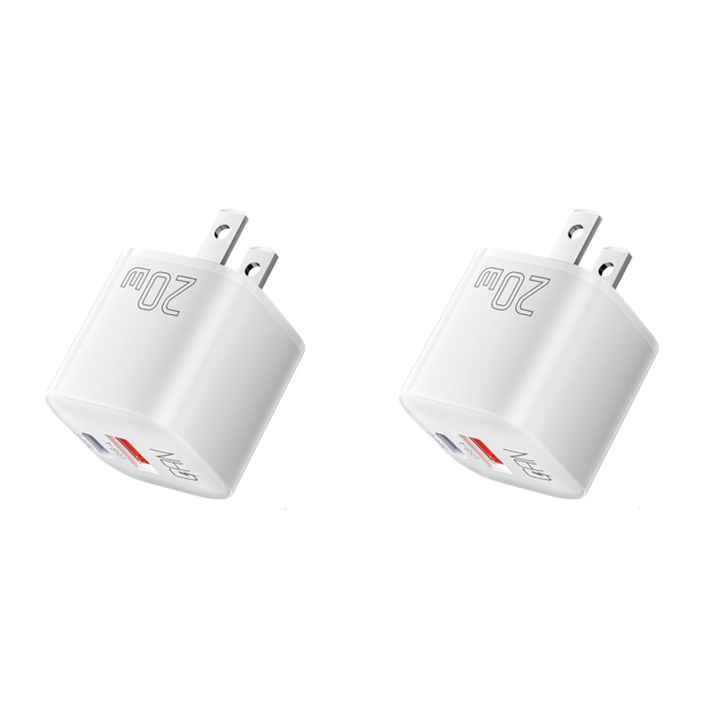 Fuente de alimentación segura de carga rápida PD para teléfonos iPhone Huawei (enchufe de EE. UU.) Blanco 2 piezas