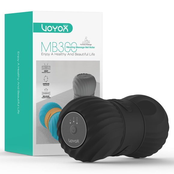 VOYOR-HEALTH Vibrating Peanut Massage Ball Roller, Electric Double Lacrosse Massage Ball with 4 Intensities for Muscle Pain Relief, Rechargeable Deep Tissue Massage, Yog