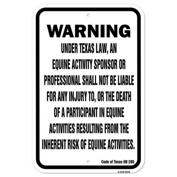 SignMission A-1218-25141 12 x 18 in. Aluminum Sign - Texas Equine