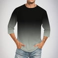thumbnail image 2 of Camisas de Lino para Hombres Impresión Cuello Redondo Casual 3/4 Manga Blusa, Mezcla de Lino de Algodón para Primavera Verano Ocio Y Tops Diarios, 2 of 9