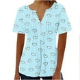 thumbnail image 1 of Blouses pour Femmes Imprimé Col en V Boutonné Haut Court, 1 of 1