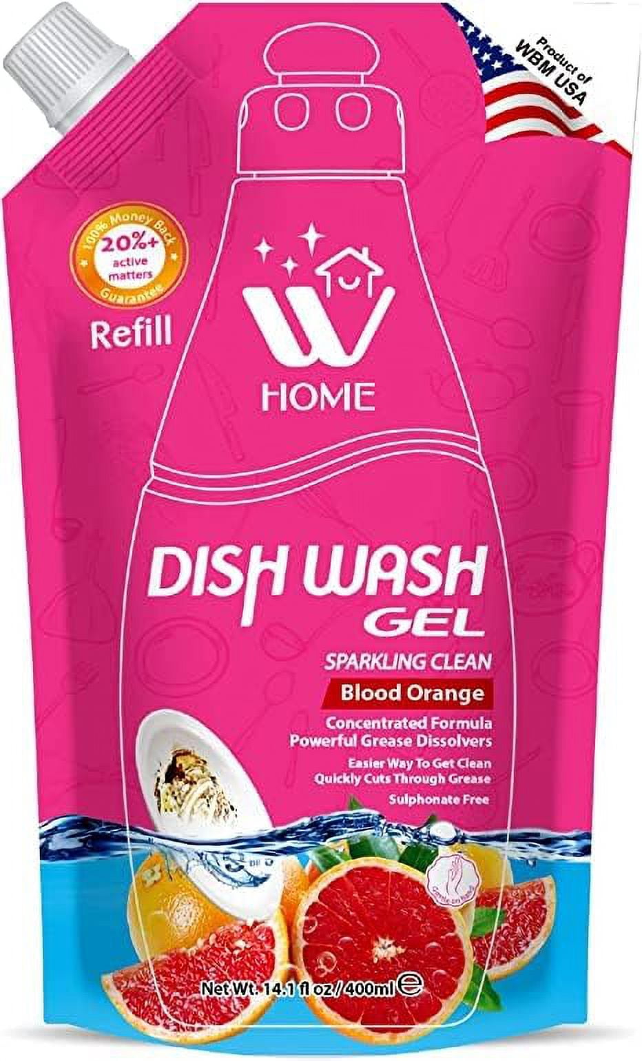 Dish Wash Gel Soap Gift Set, Ultra Grease Fighting Power, Blood Orange, Lemon and Green Tea, Dish Soap Liquid – Pack of 4