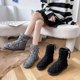 thumbnail image 3 of Botas de nieve para mujer, piel de lana, un lazo de punto, terciopelo, tubo alto grueso, zapatos de algodón gris para mujer oso de fresa Hogar, 3 of 5