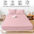 thumbnail image 5 of Twin Sze Fitted Sheet Set - Light Pink 2 Piece Bedding Sets 16" Deep Pocket Fitted Sheet with 1 Pillowcase, Farmhouse Solid Pink Color Modern Art Brushed Microfiber Hotel Luxury Bed Sheets, 5 of 9