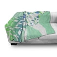 thumbnail image 3 of Floral Soft Flannel Fleece Blanket, Fashion Woman Girl Body with Flower Petal Leaves Modern Design Model Image, Cozy Plush for Indoor and Outdoor Use, 60" x 80", Turquoise Teal White, by Ambesonne, 3 of 6