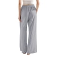 thumbnail image 5 of SWQZVT Women's Linen Wide Leg Pants High Waisted Palazzo Lounge Pants Drawstring Elastic Waist Casual Summer Beach Vacation Pants with Pockets, 5 of 6