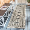 thumbnail image 3 of SAFAVIEH Veranda Magna Southwestern Indoor/Outdoor Runner Rug, 2'3" x 8', Ivory/Slate, 3 of 10