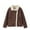 Brown, variant on Womens Winter Suede Sherpa Jacket Button Down Fleece Lined Outerwear Wool Lapel Neck Outerwear Brown L