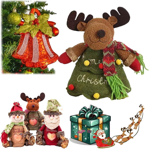 Christmas Gift Bags Zipper Design, Christmas Gift Doll Bags, 3D Doll Decoration Gift Bag, Santa, Christma Candy Bags, Xmas Gift Bags for Party and Festival (3PC-A)