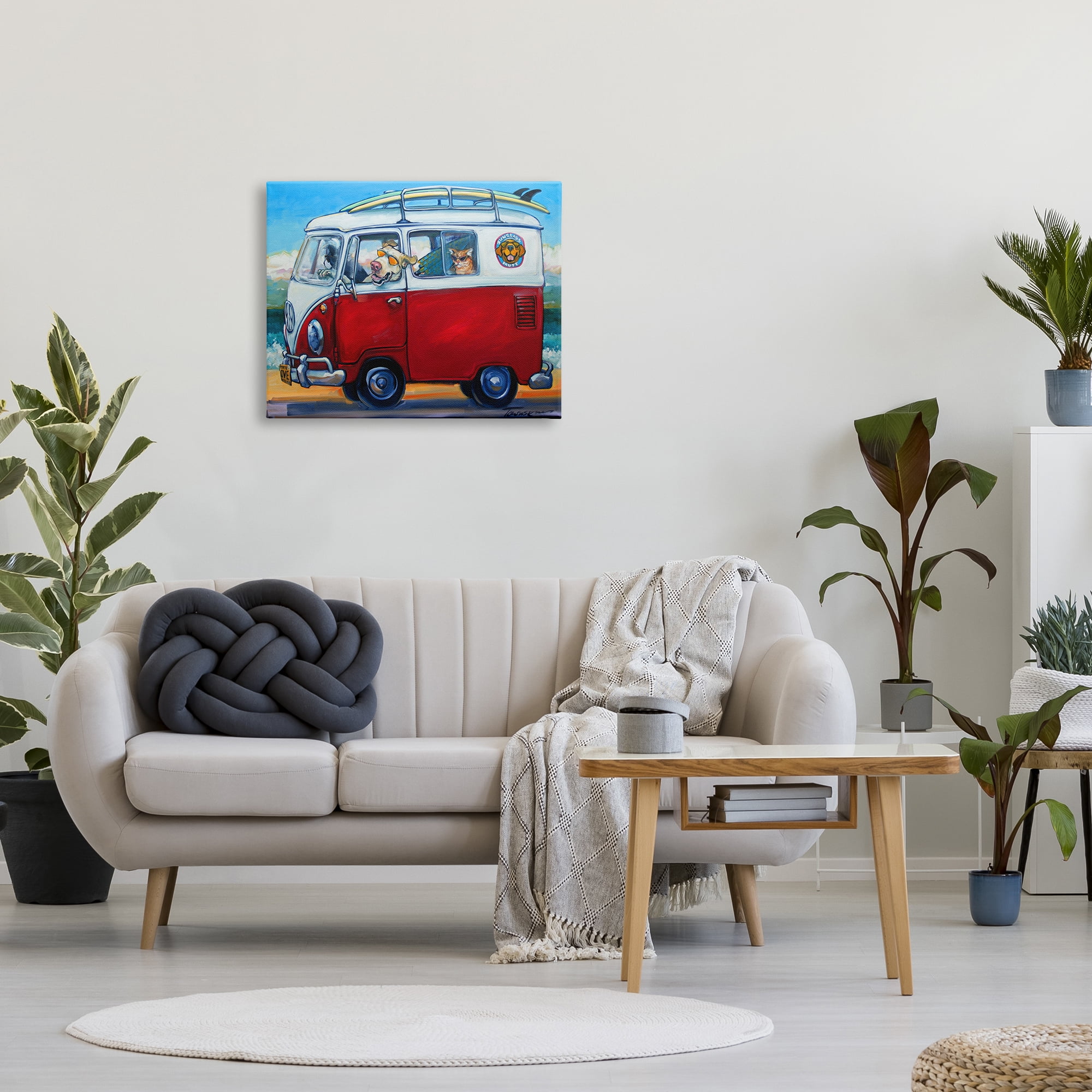 Stupell Industries Pets on Vacation Minibus Animals & Insects Painting Gallery Wrapped Canvas Print Wall Art, 30 x 24