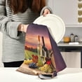 thumbnail image 2 of Vintage Wineglasses Bottle Tea Towels Set of 1 Vineyard Sunset Kitchen Dish Cloth with Hanging Loop, 18"x28"Lint-Free Absorbent Towel for Kitchen Drying Wiping and Cleaning, 2 of 6