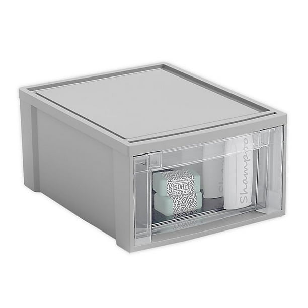 Starplast Medium Stacking Drawer In Grey,grooves On Top And Bottom