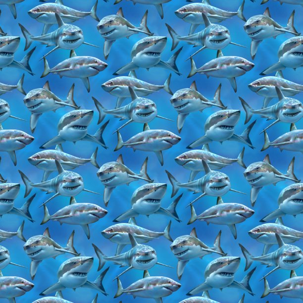 Great White Sharks Ocean Diving Pattern Premium Roll Gift Wrap Wrapping