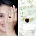 thumbnail image 3 of Rosec Jewels Certified Lab Grown Black Diamond Heart Shaped Engagement Ring - Black Diamond Solitaire Ring - 8 mm - AAAA Grade, 10K Yellow Gold, US 3.50, 3 of 9